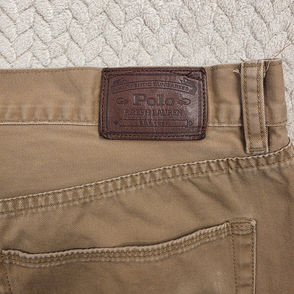 Polo Ralph Lauren Straight‎ 650 Pants Men's 38x32 Tan Flat Front Embroidered - Picture 8 of 10